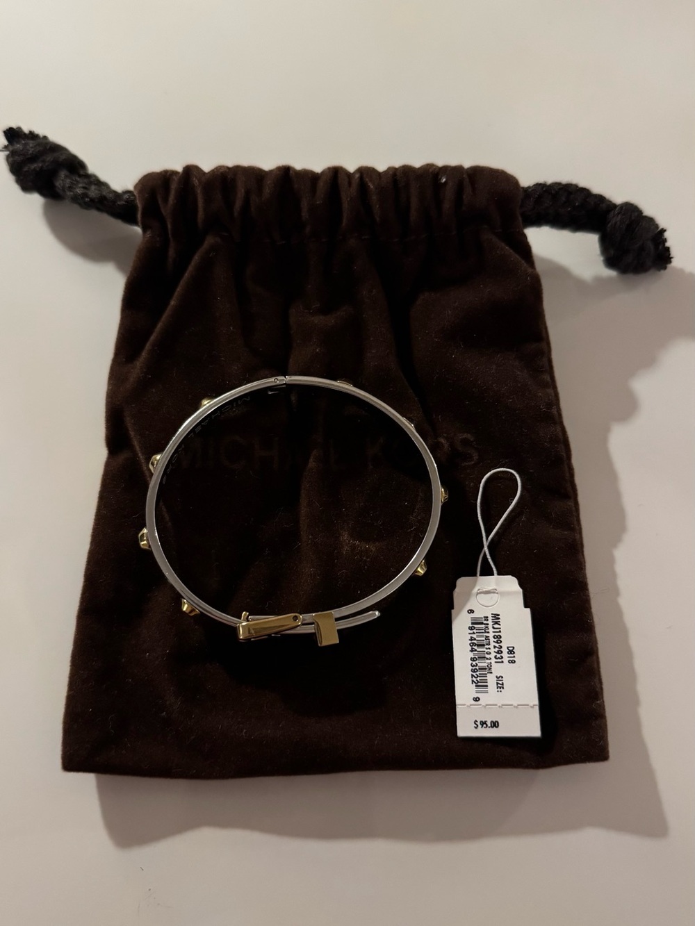 Michael Kors Silver and Gold Accent Hinged Bangle Bracelet